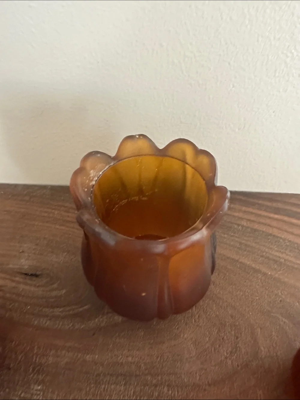 Vintage Faroy Amber Glass Tulip Votive Candle Holdets - Set of 3